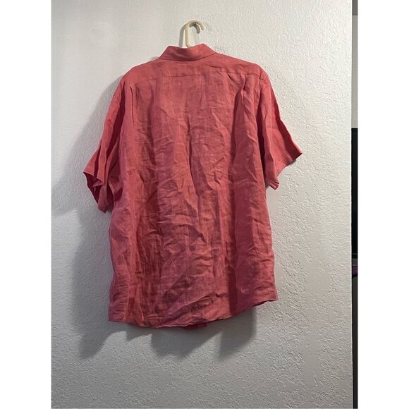 Cremieux Classics Button Up Shirt Mens XL Salmon 100% Linen - Picture 2 of 3